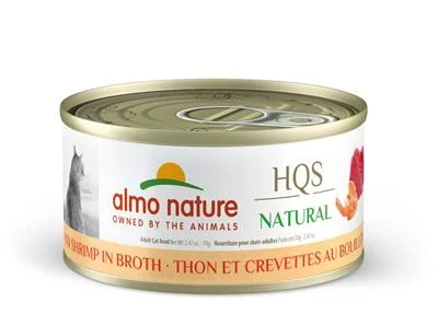 Almo Nature HQS Natural Tuna with Shrimp In Broth Canned Cat Food: 2.47- Oz Cans, Case of 24