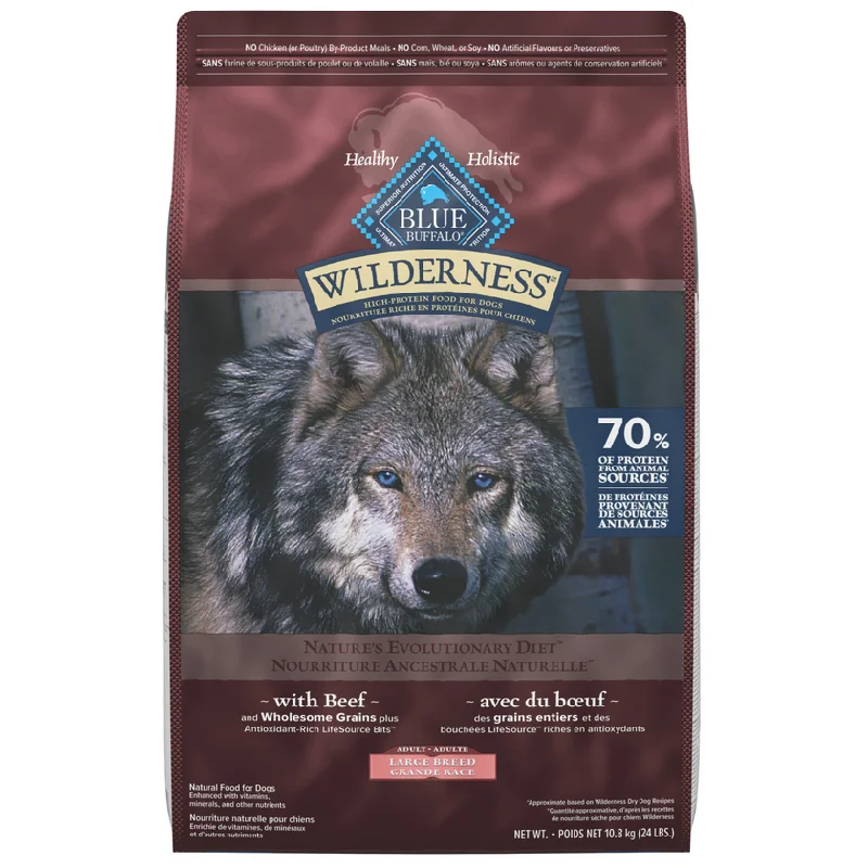 BLUE Wilderness Large Breed Beef Recipe with Grains Dry Dog Food, 24lb