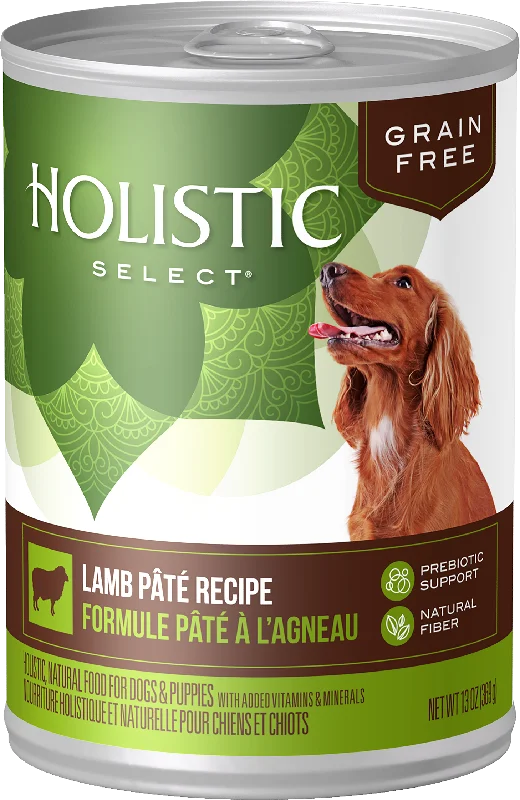 Holistic Select Natural Grain Free Lamb Pate Canned Dog Food: 13 Oz Cans/Case of 12