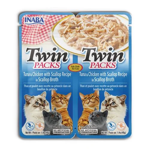 Inaba Twin Packs Tuna & Chicken Recipe in Scallop Broth 80g