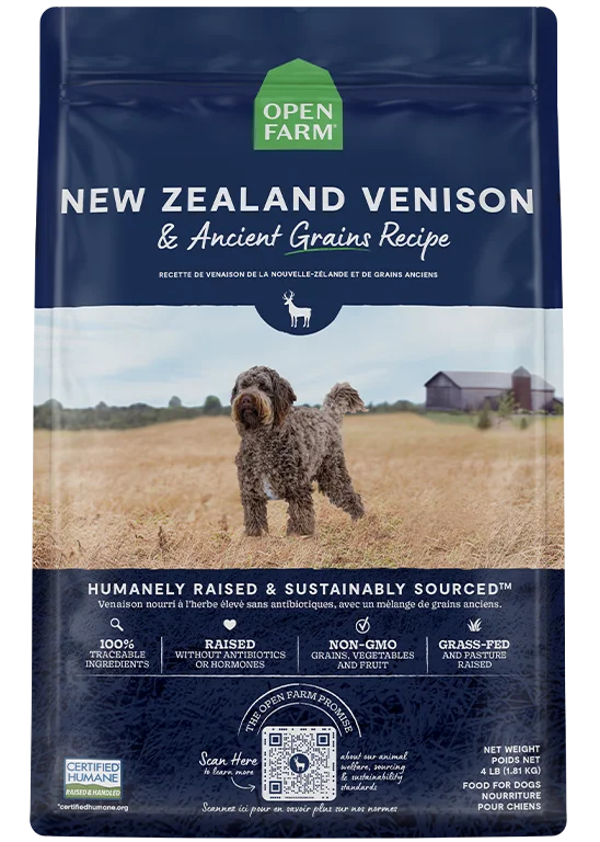 Open Farm New Zealand Venison & Ancient Grains Dry Dog Food (22 LB)