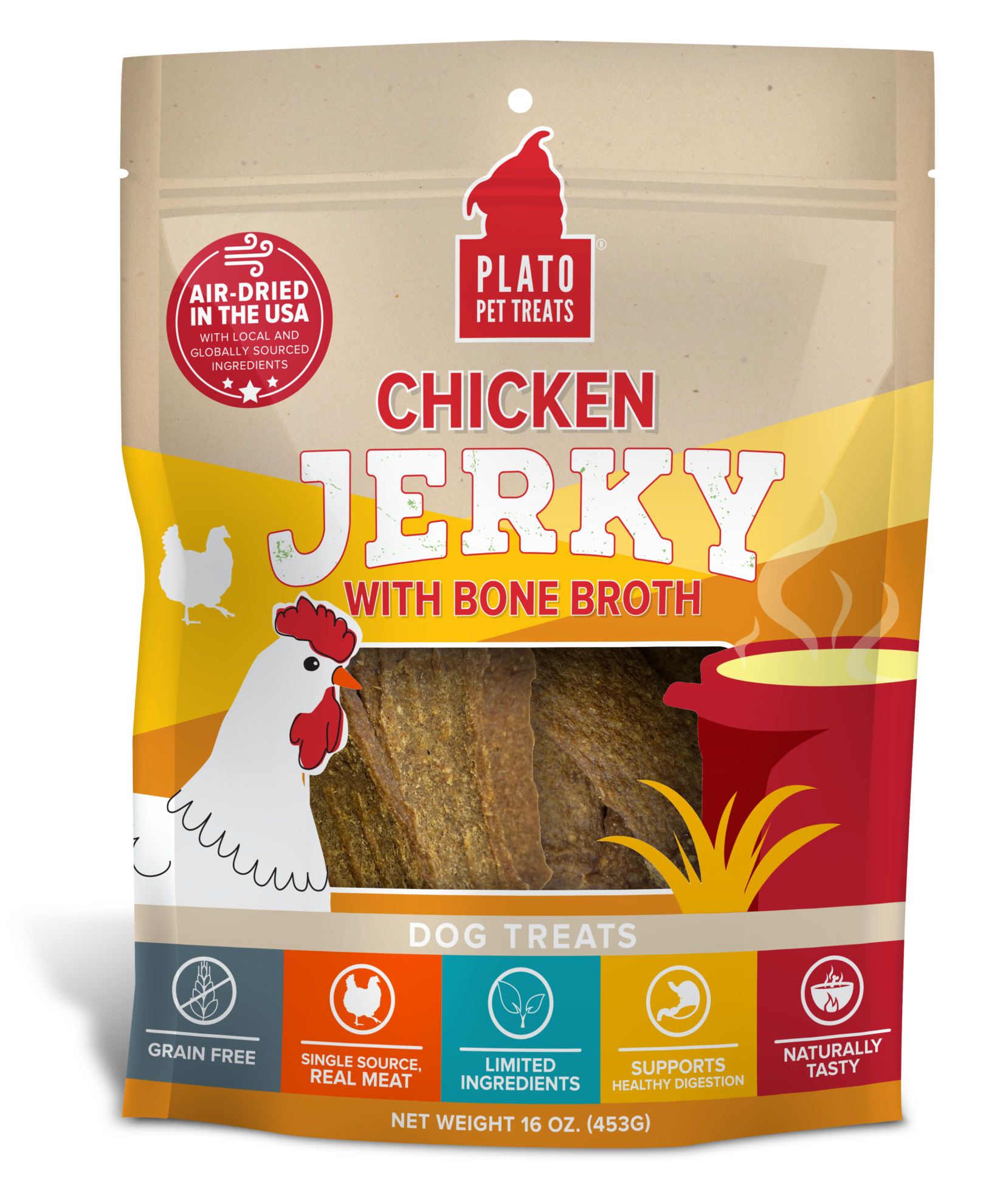 Plato Chicken Jerky with Bone Broth Dog Treats