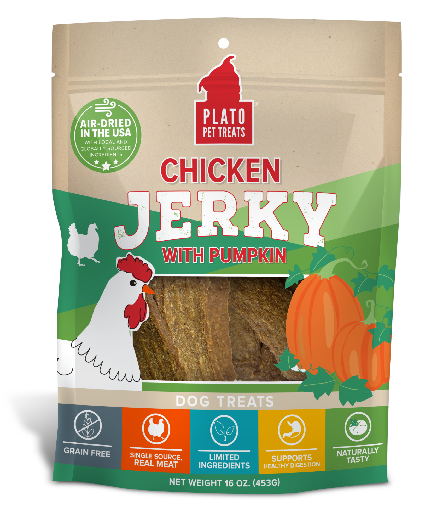 Plato Chicken Jerky with Pumpkin Dog Treats