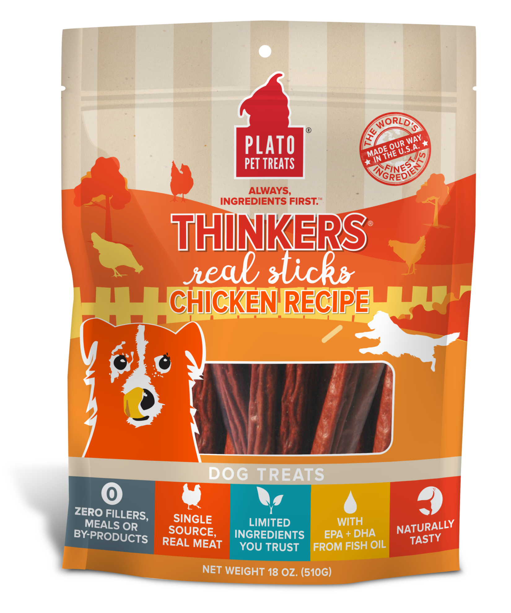 Plato Thinkers Chicken Sticks Dog Treats