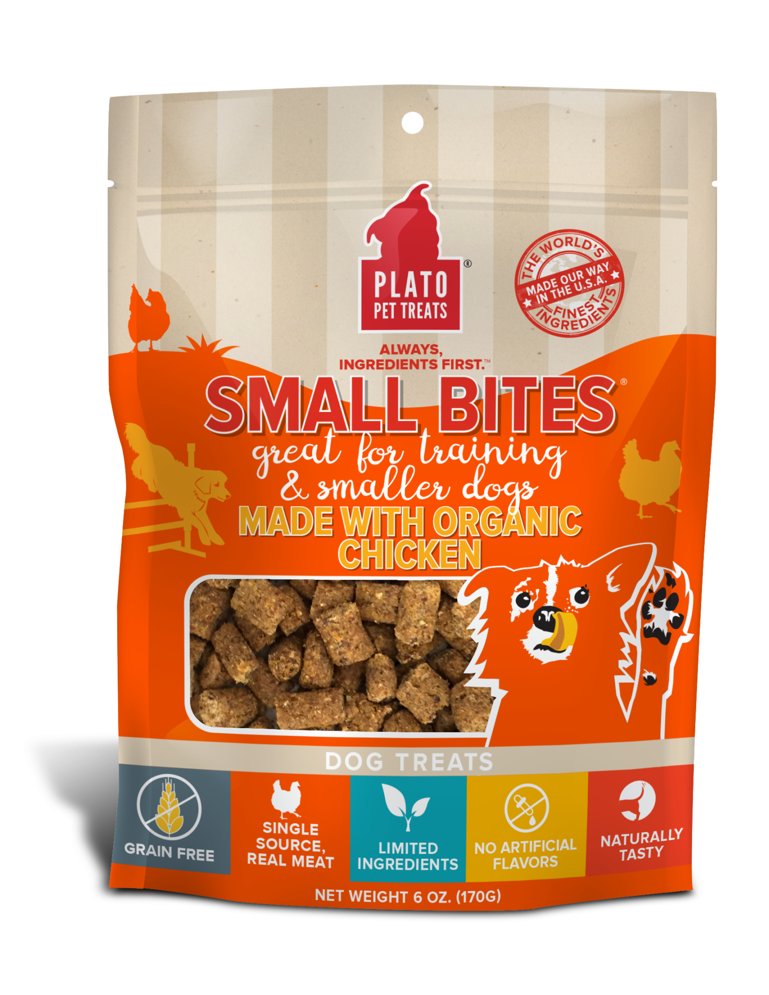 Plato Small Bites Organic Chicken Dog Treats