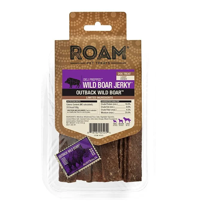 Roam Dog Treats Wild Boar Jerky, 5 oz