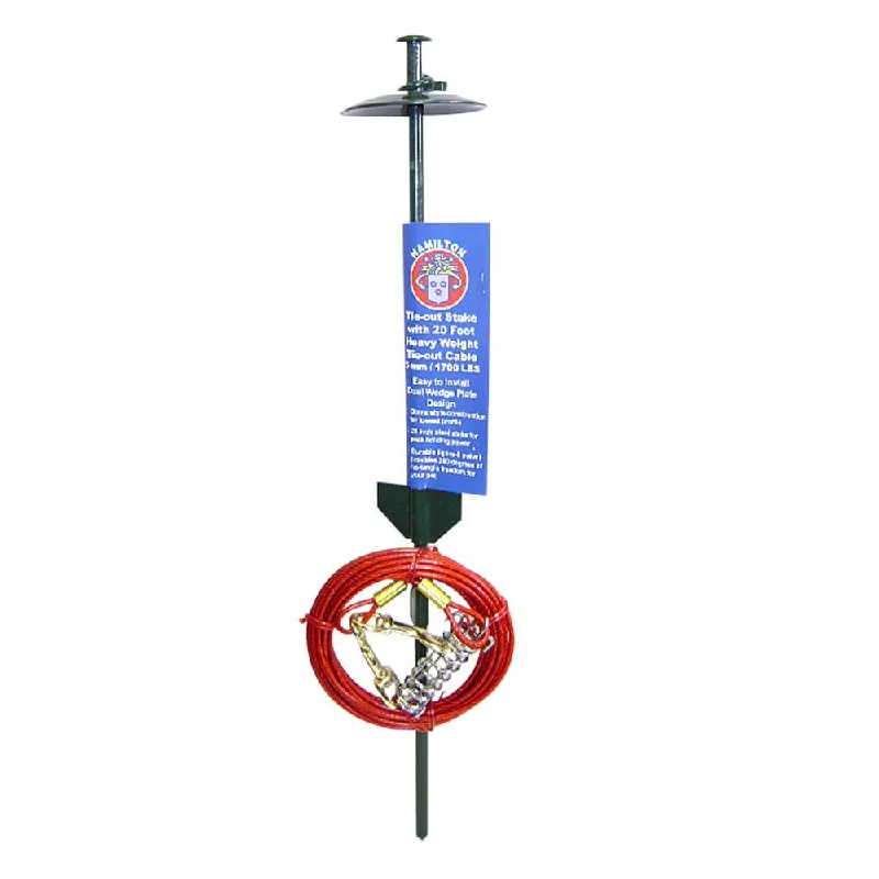 Tie-Out Stake with Cable and Spring, 24"