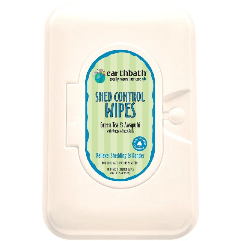 Earthbath Shed Control Wipes (Green Tea & Awapuhi) For Pets 72ct