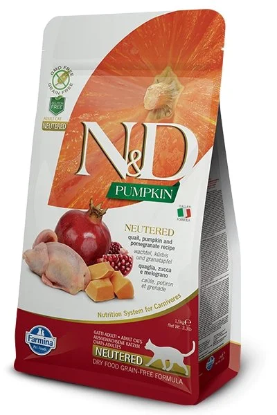 Farmina N&D Quail, Pumpkin & Pomegranate Neutered Dry Cat Foods