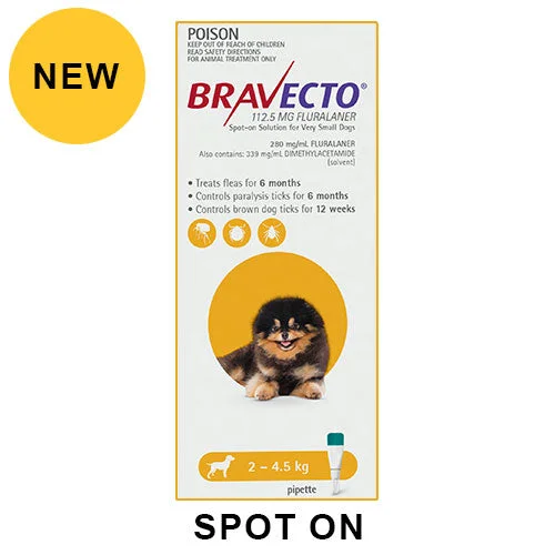 BRAVECTO SPOT-ON 2 - 4.5KG YELLOW