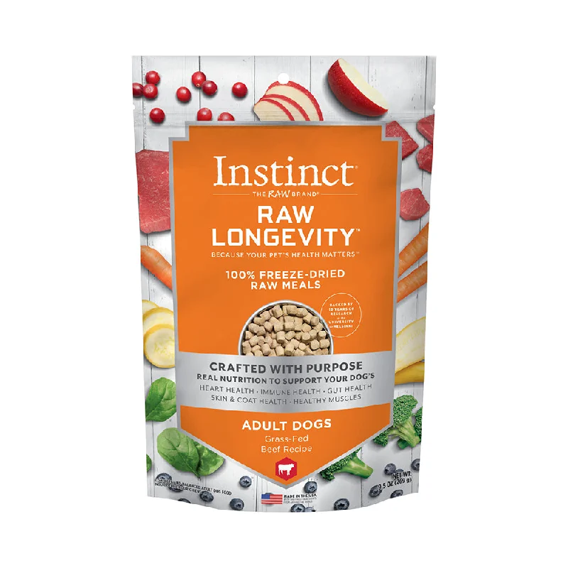 Instinct The Raw Brand Dog Raw Longevity 100% Freeze-Dried Raw Meals Grass-Fed Beef Recipe 9.5oz