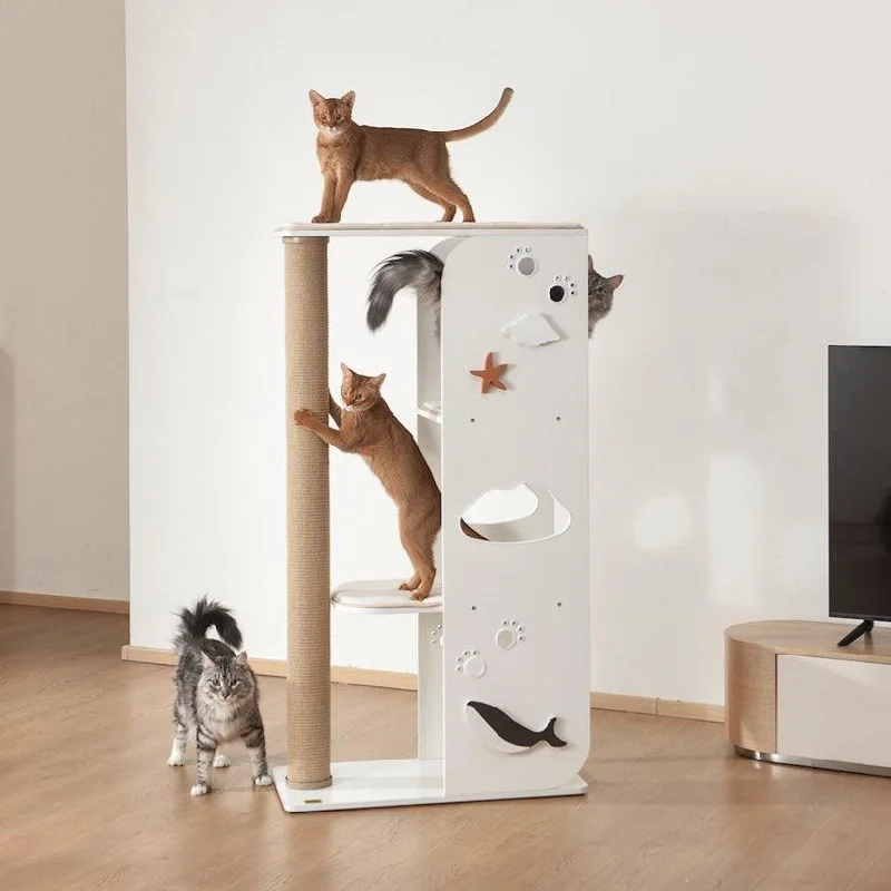 MICHU Purradise Cat Tower - Multi-Level Seaside-Inspired Large Climbing Furniture