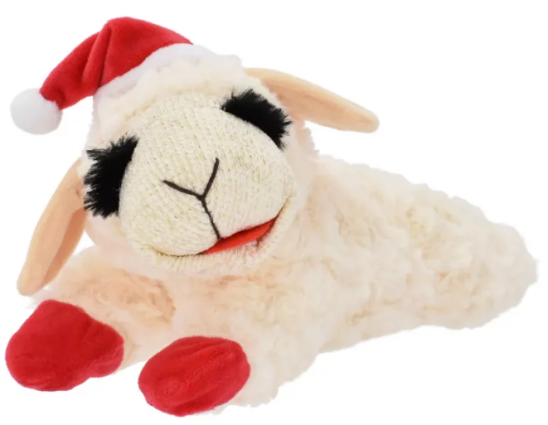 Multipet Holiday Lamb Chop w/ Santa Hat 10"