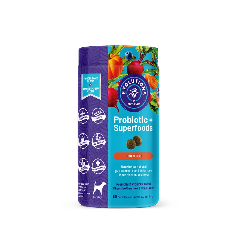 NaturVet Evolutions Probiotic + Superfoods Soft Chews for Dogs 90cts