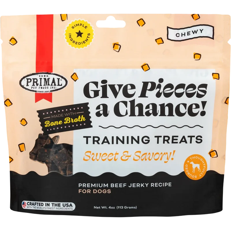 Primal Pet Foods Give Pieces a Chance Beef Jerky Pieces Recipe Dog Treats