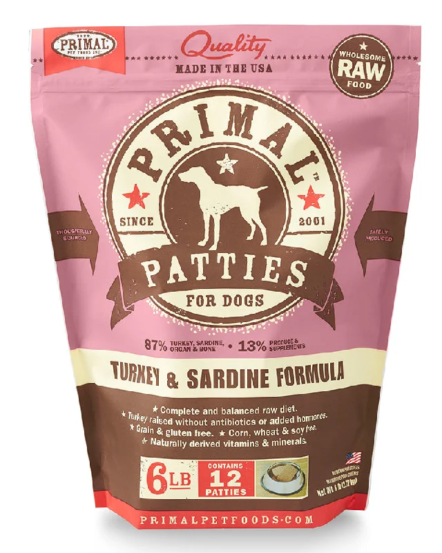 Primal Raw/Frozen Turkey & Sardine Patties Canine Formula 6lb