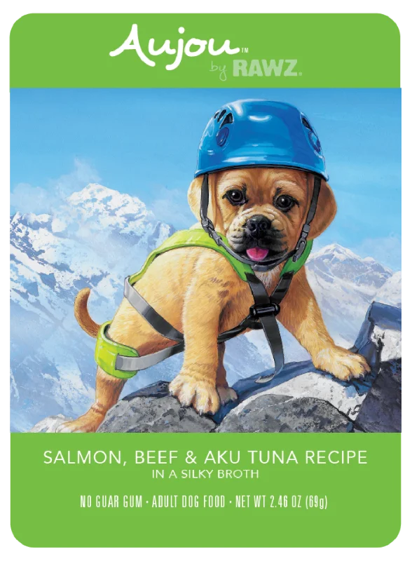 Rawz Aujou Salmon, Beef & Tuna Dog Pouch 2.46oz