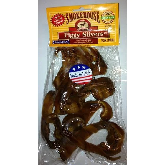 Smokehouse Dog Treats Piggy Silvers Pork Ear 10pcs