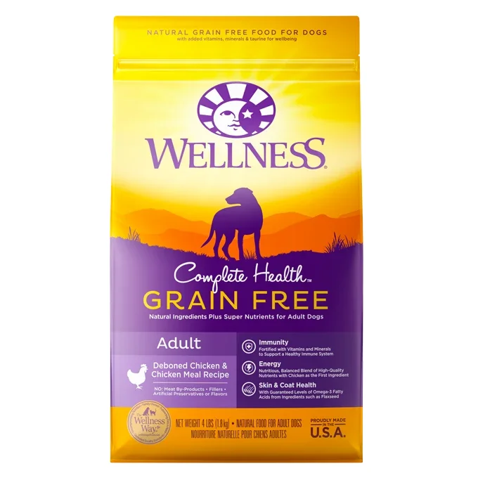 Wellness Dog Complete Health Grain Free Adult Deboned Chicken & Chicken Meal Recipe 4lb