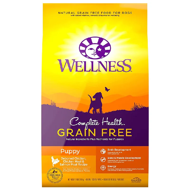 Wellness Dog Complete Health Grain Free Puppy Deboned Chicken, Chicken & Salmon Meal Recipe 24lb