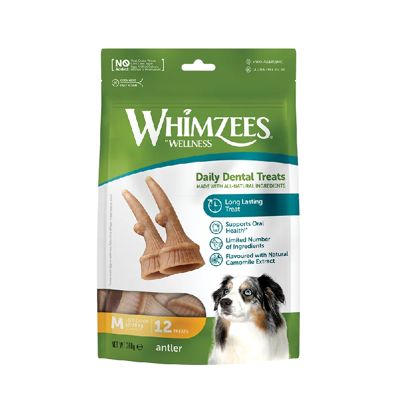 Whimzees All Natural Dental Treats for Dogs Antler M 12pcs