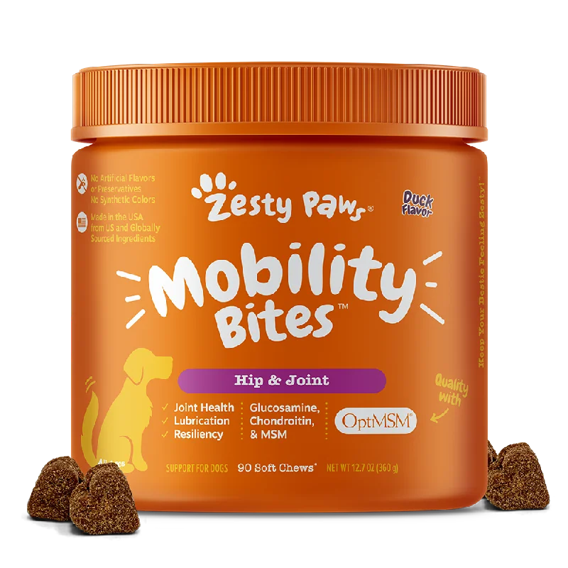 Zesty Paws Dog Mobility Bites Hip & Joint Duck 90soft chews